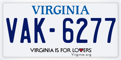 VA license plate VAK6277