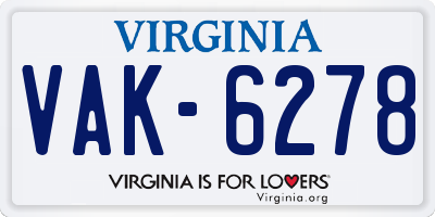 VA license plate VAK6278