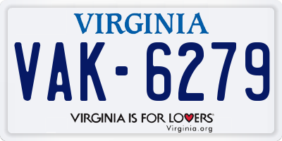 VA license plate VAK6279