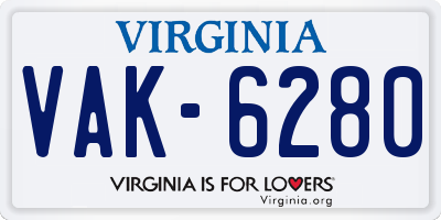 VA license plate VAK6280