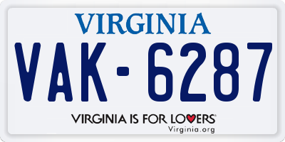 VA license plate VAK6287