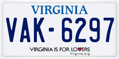 VA license plate VAK6297