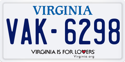 VA license plate VAK6298
