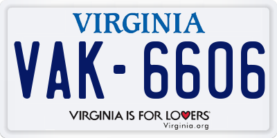 VA license plate VAK6606