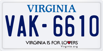 VA license plate VAK6610