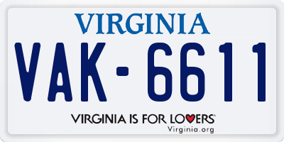 VA license plate VAK6611