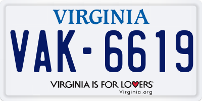 VA license plate VAK6619