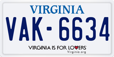 VA license plate VAK6634