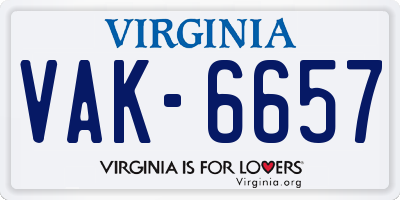 VA license plate VAK6657