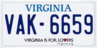 VA license plate VAK6659