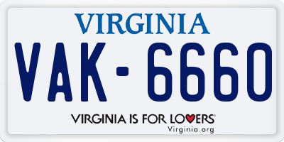 VA license plate VAK6660