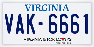 VA license plate VAK6661