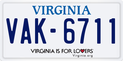 VA license plate VAK6711