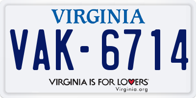 VA license plate VAK6714