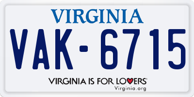 VA license plate VAK6715