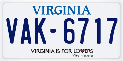 VA license plate VAK6717