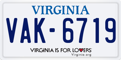 VA license plate VAK6719