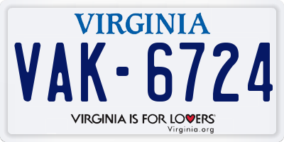 VA license plate VAK6724