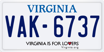 VA license plate VAK6737