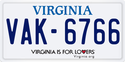 VA license plate VAK6766