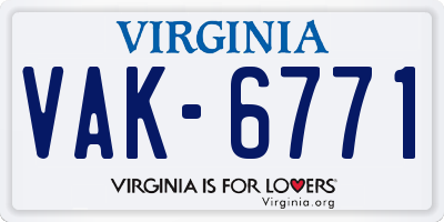 VA license plate VAK6771