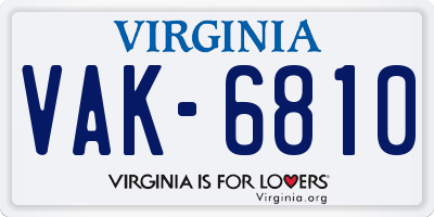 VA license plate VAK6810