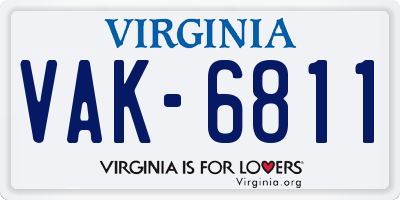 VA license plate VAK6811