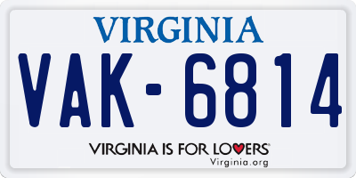 VA license plate VAK6814