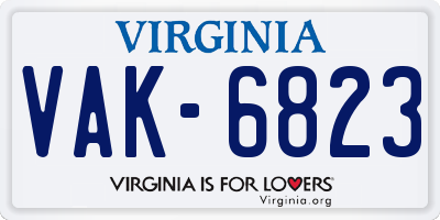 VA license plate VAK6823