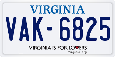 VA license plate VAK6825