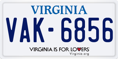 VA license plate VAK6856