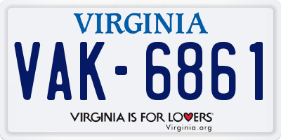VA license plate VAK6861