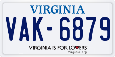 VA license plate VAK6879