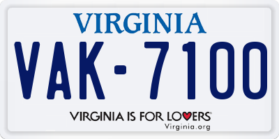 VA license plate VAK7100