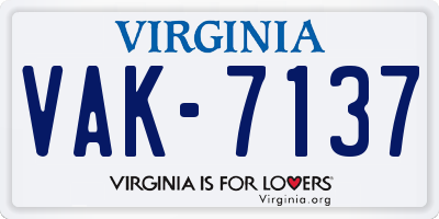 VA license plate VAK7137