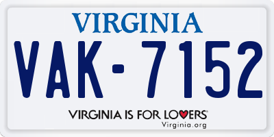 VA license plate VAK7152