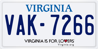 VA license plate VAK7266