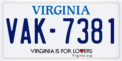 VA license plate VAK7381