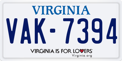 VA license plate VAK7394