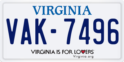 VA license plate VAK7496