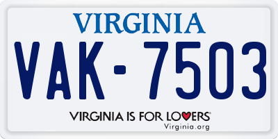 VA license plate VAK7503