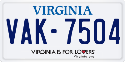 VA license plate VAK7504