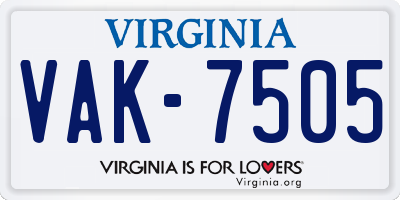 VA license plate VAK7505