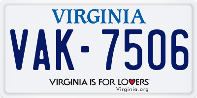 VA license plate VAK7506