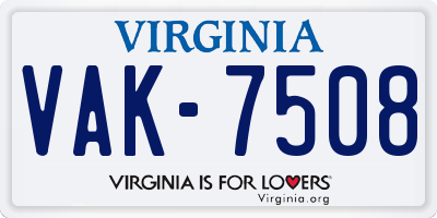 VA license plate VAK7508