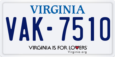 VA license plate VAK7510