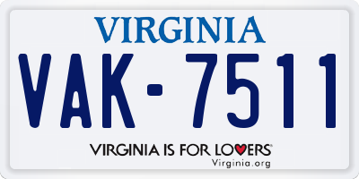 VA license plate VAK7511