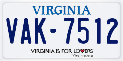 VA license plate VAK7512