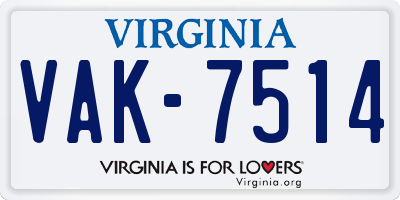 VA license plate VAK7514
