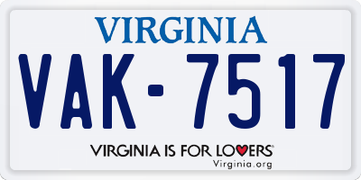 VA license plate VAK7517